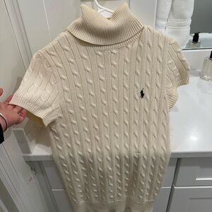 Ralph Lauren Ivory Cable Knit Turtleneck Sweater